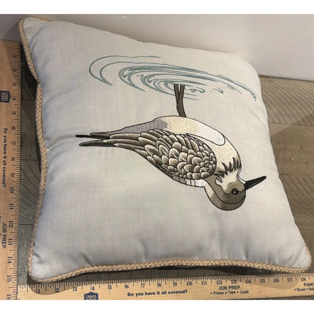 Throw Pillows Sandpiper Bird Square Tapestry Ocean Waves Beach House Nautical